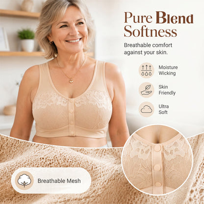 ⏳Hot Sale Only £7.99!!!🖤⏰Comfortable Wireless Front Closure Breathable Cotton Lifting Bra for Seniors