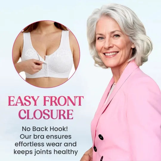⏳Hot Sale Only £7.99!!!🖤⏰Comfortable Wireless Front Closure Breathable Cotton Lifting Bra for Seniors