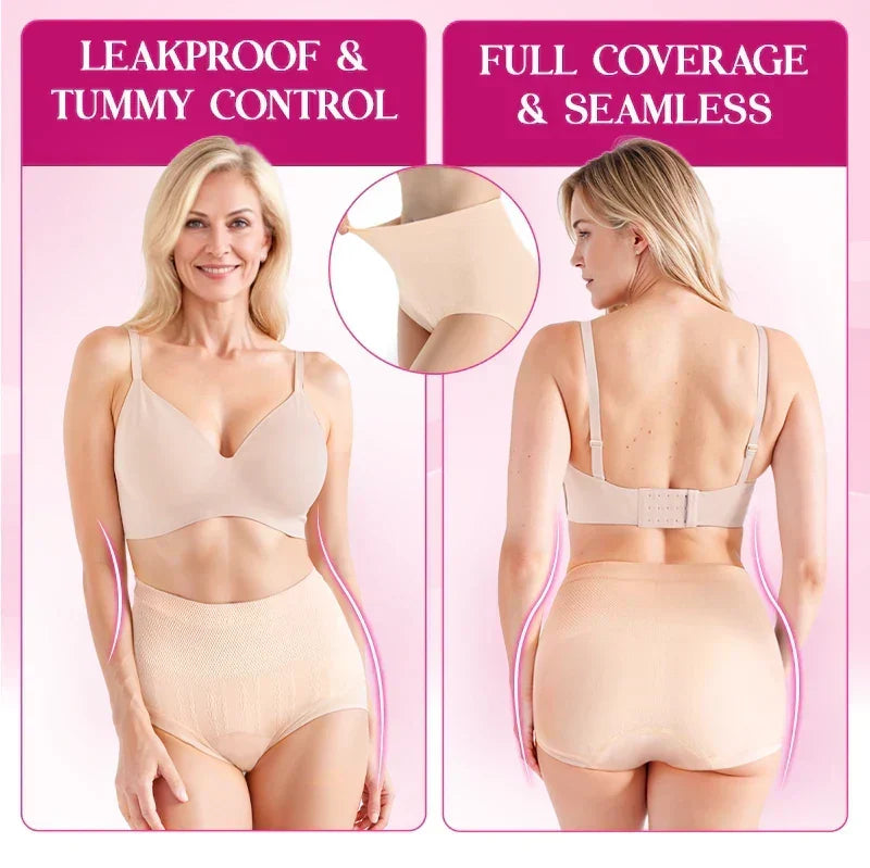 💞Cueca de cintura alta à prova de fugas, com controlo do abdómen e efeito empina-bumbum