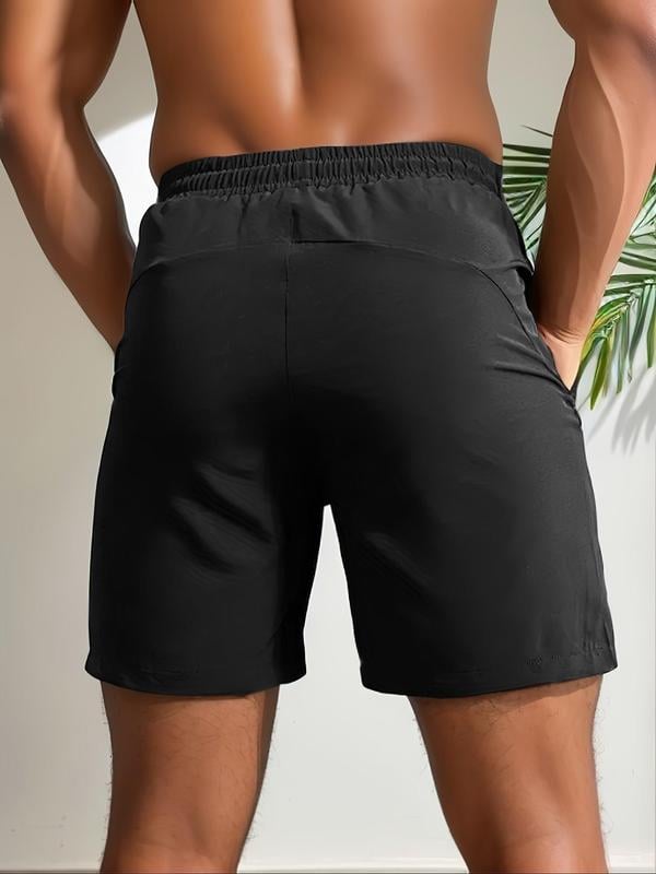 Shorts de hombre con estampado de letras y cintura con cordón