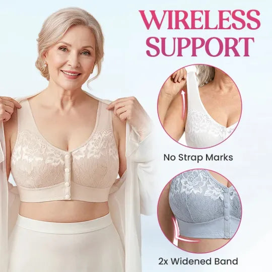 ⏳Hot Sale Only £7.99!!!🖤⏰Comfortable Wireless Front Closure Breathable Cotton Lifting Bra for Seniors