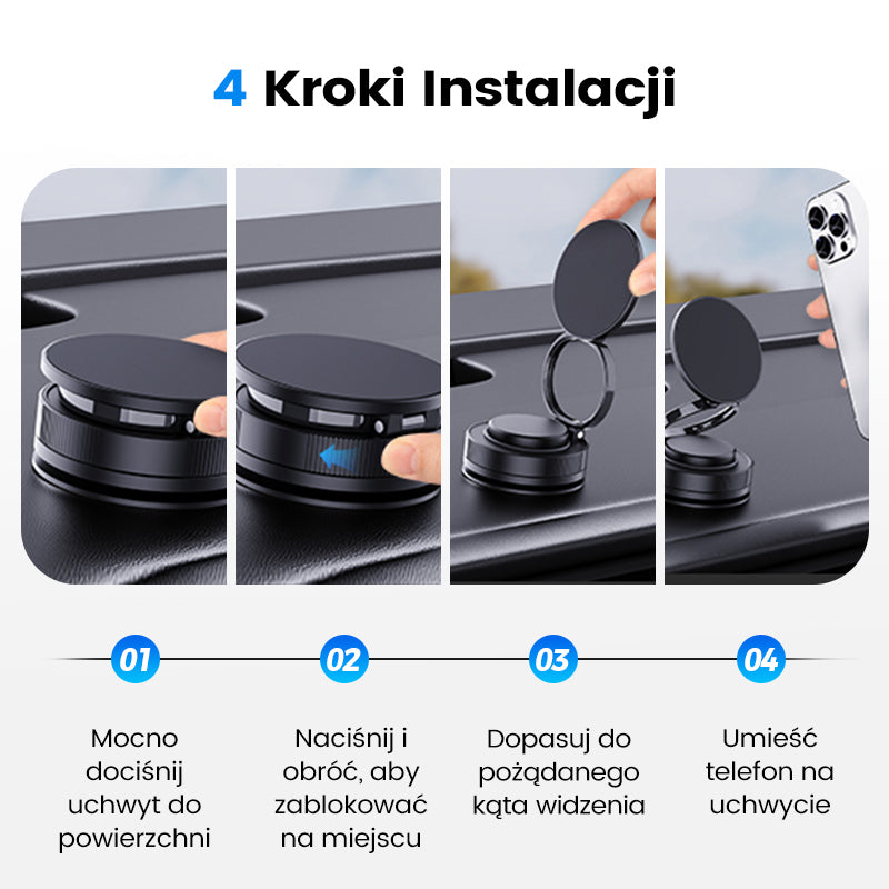 📱Regulowany uchwyt magnetyczny do telefonu z przyssawką 360°🚗