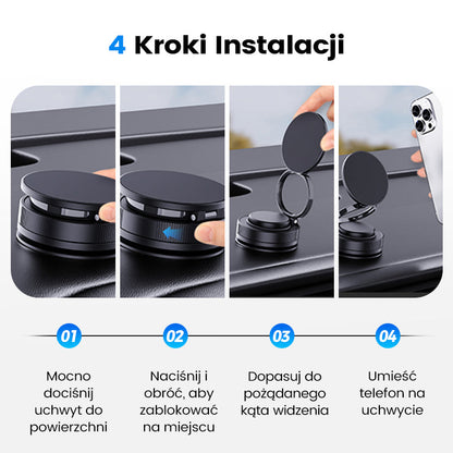 📱Regulowany uchwyt magnetyczny do telefonu z przyssawką 360°🚗