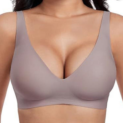 💐Jelly Wireless: Sutiãs sem aro confortáveis para mulher, bralettes push-up, sutiãs sem costuras para usar com t-shirts, sutiãs com decote em V profundo para o dia a dia💘