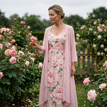 🌸👗Conjunto elegante de vestido floral de duas peças para mulher – O look perfeito para as férias de verão✨