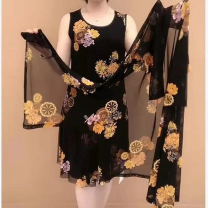 💥Entrega gratuita al comprar 2 piezas💥Vestido con estampado floral para mujer-Juego de 2 piezas