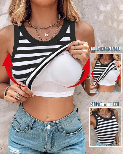 🔥 Promotion - 49% off✨ Women's ribbed knit tank top with shelf bra