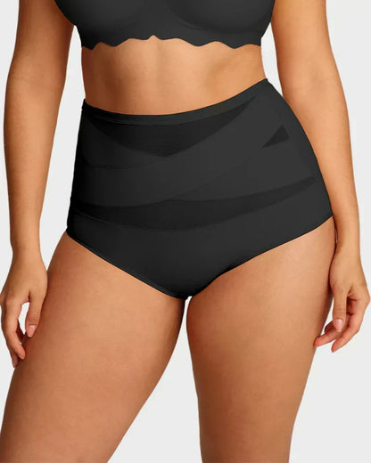 Cuecas de controlo abdominal com cintura alta e corte cruzado, tamanho grande