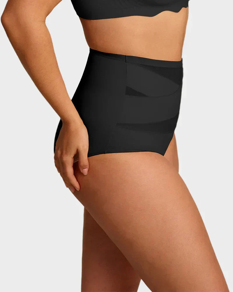 Cuecas de controlo abdominal com cintura alta e corte cruzado, tamanho grande