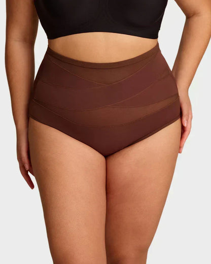 Cuecas de controlo abdominal com cintura alta e corte cruzado, tamanho grande