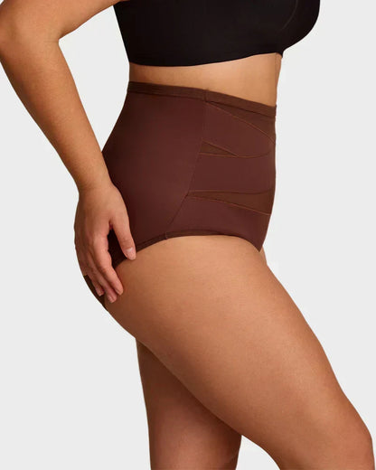 Cuecas de controlo abdominal com cintura alta e corte cruzado, tamanho grande