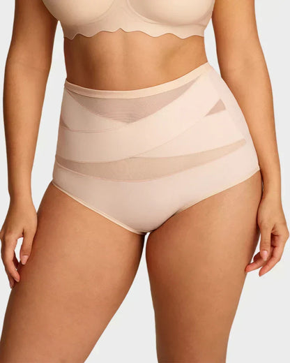 Cuecas de controlo abdominal com cintura alta e corte cruzado, tamanho grande