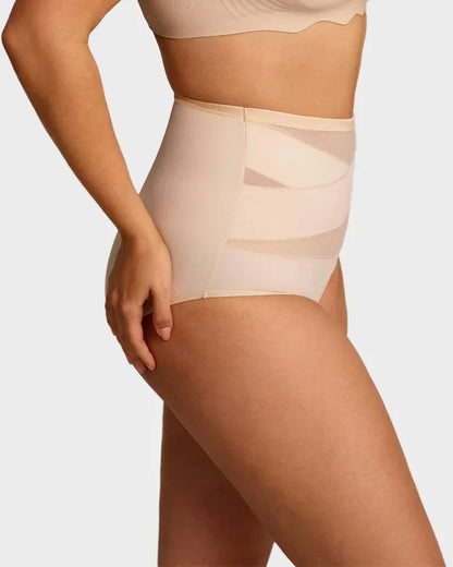 Cuecas de controlo abdominal com cintura alta e corte cruzado, tamanho grande