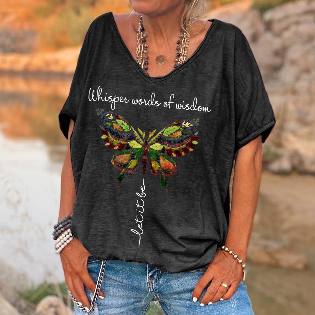 Camiseta de vacaciones con estampado de mariposas de moda bohemia para mujer