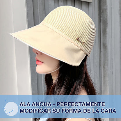 【Envío gratuito por la compra de 3 piezas】Sombrero protector solar de ala ancha para mujer para salir a la playa en verano (50% DE DESCUENTO)