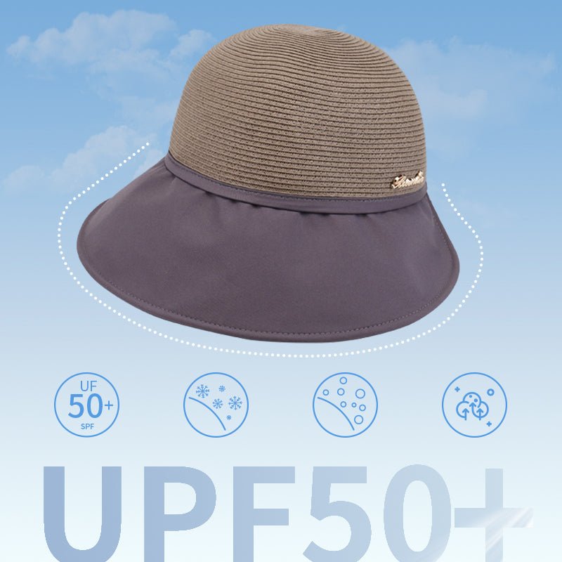 【Envío gratuito por la compra de 3 piezas】Sombrero protector solar de ala ancha para mujer para salir a la playa en verano (50% DE DESCUENTO)