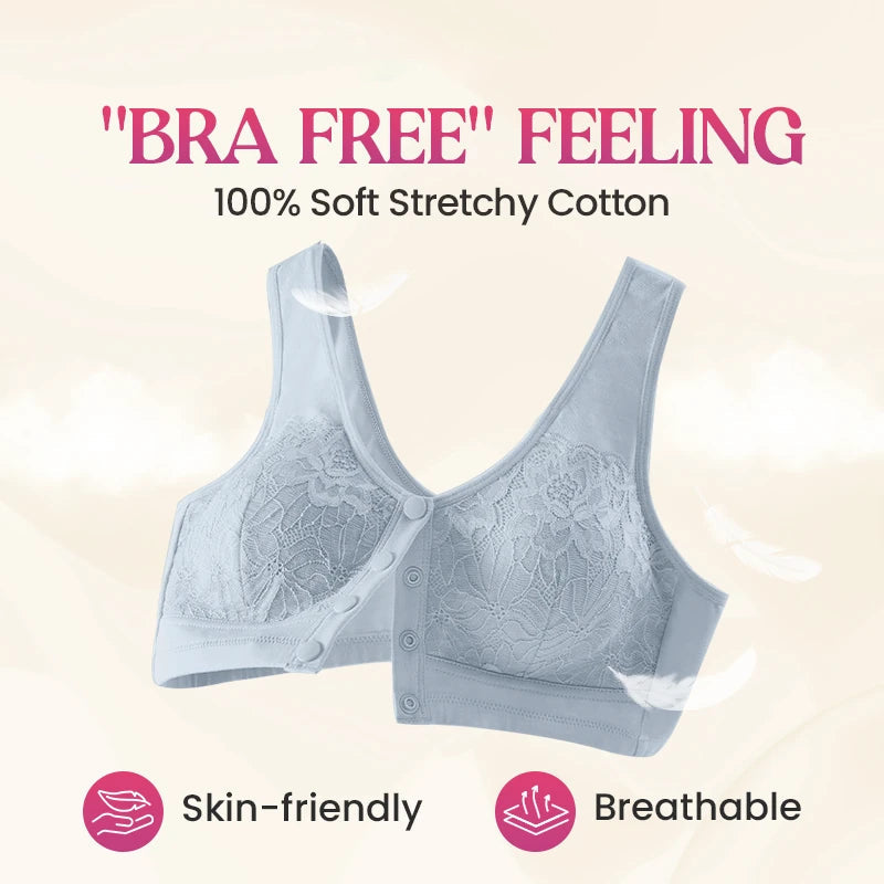 ⏳Hot Sale Only £7.99!!!🖤⏰Comfortable Wireless Front Closure Breathable Cotton Lifting Bra for Seniors