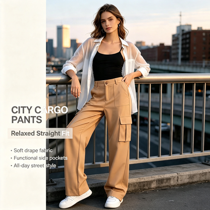 🍃Solid Color Multi‑Pocket Casual Cargo Pants