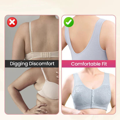 ⏳Hot Sale Only £7.99!!!🖤⏰Comfortable Wireless Front Closure Breathable Cotton Lifting Bra for Seniors
