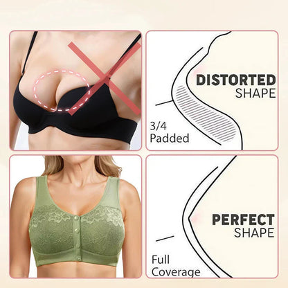 ⏳Hot Sale Only £7.99!!!🖤⏰Comfortable Wireless Front Closure Breathable Cotton Lifting Bra for Seniors
