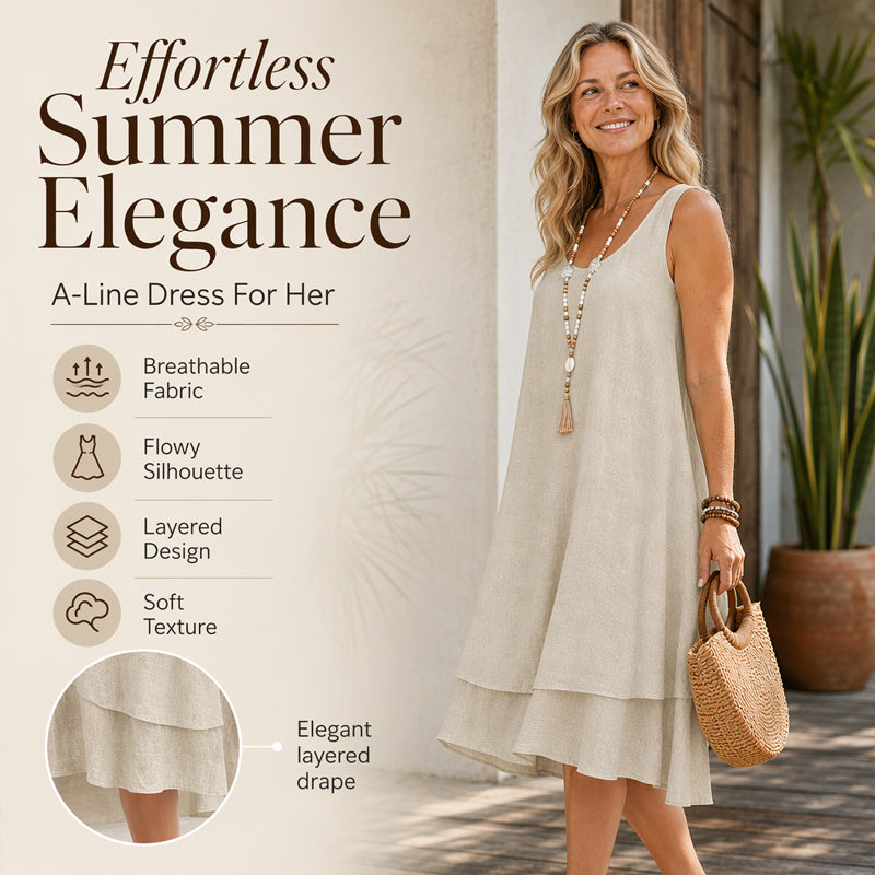 ✨💕 Vestido sem mangas de dupla camada – Elegância natural e um look moderno em camadas para o dia a dia