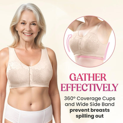 ⏳Hot Sale Only £7.99!!!🖤⏰Comfortable Wireless Front Closure Breathable Cotton Lifting Bra for Seniors
