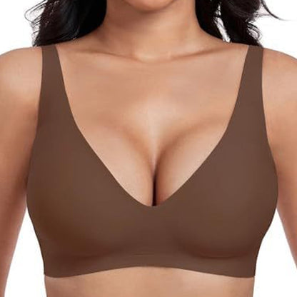 💐Jelly Wireless: Sutiãs sem aro confortáveis para mulher, bralettes push-up, sutiãs sem costuras para usar com t-shirts, sutiãs com decote em V profundo para o dia a dia💘