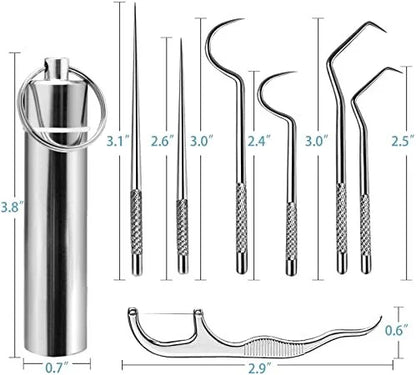 🔥Juego de palillos de dientes de acero inoxidable 7pcs