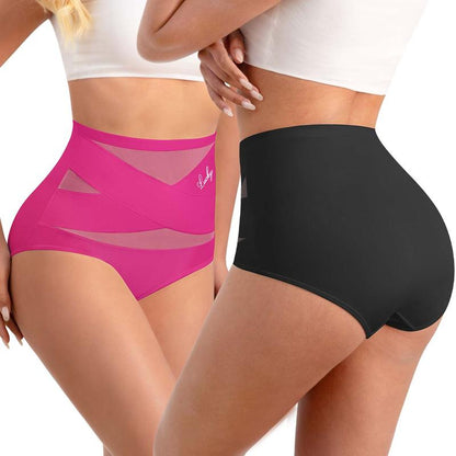 Cuecas de controlo abdominal com cintura alta e corte cruzado, tamanho grande