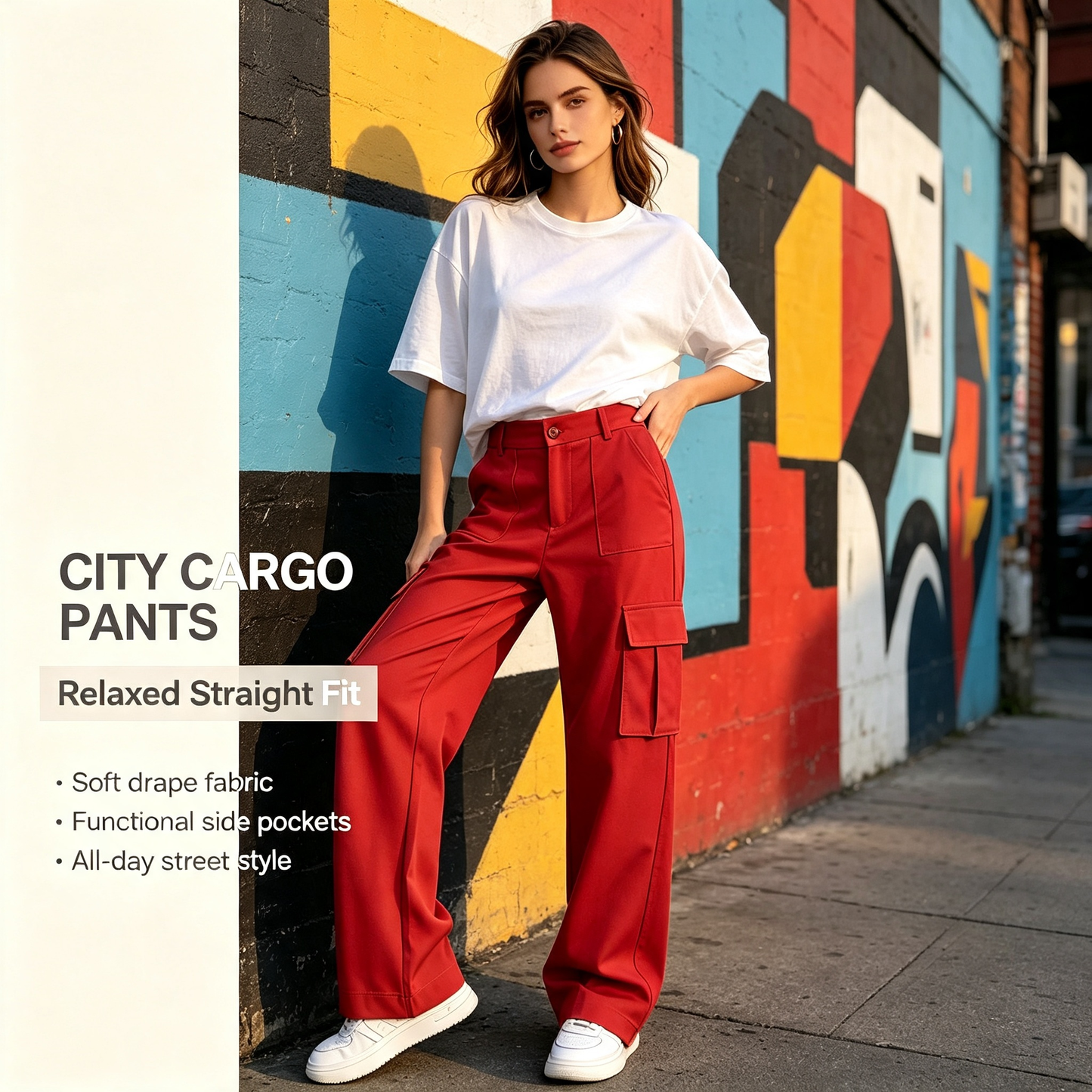 🍃Solid Color Multi‑Pocket Casual Cargo Pants