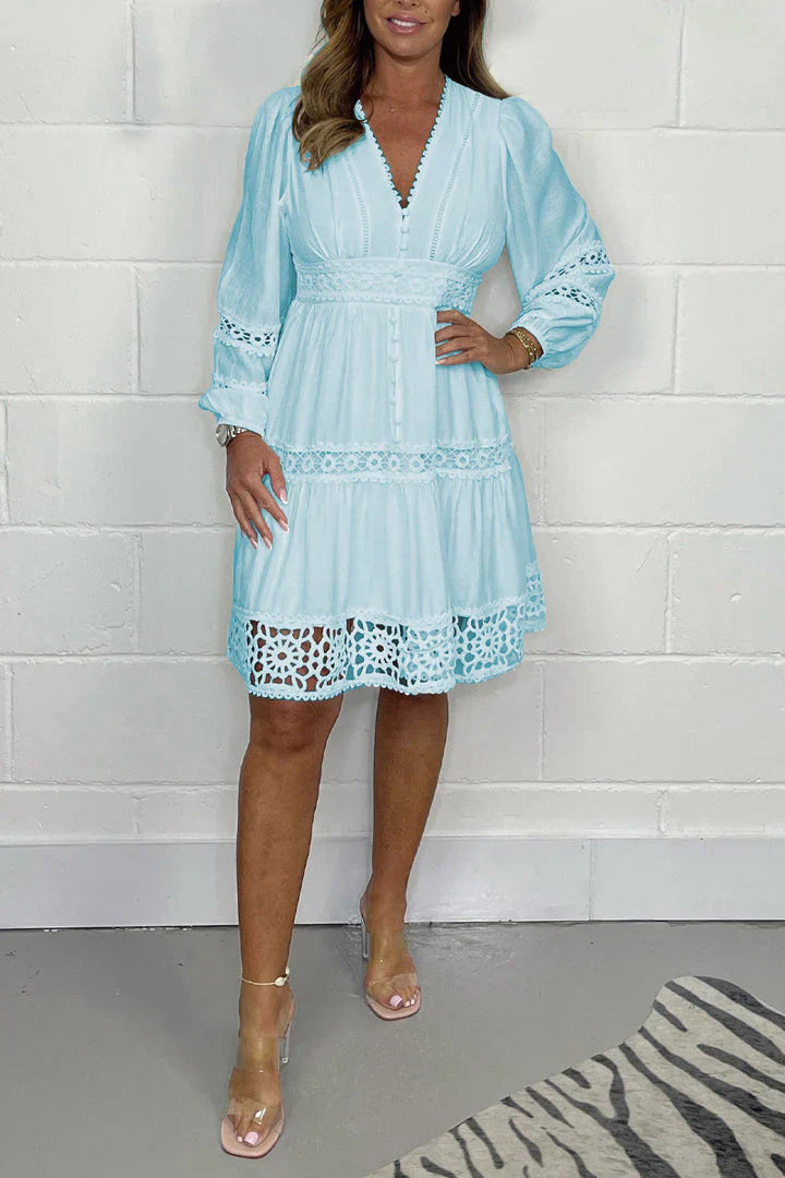 💖 Vintage V-neck hollow lace white dress, stunning finale with a 56% discount.