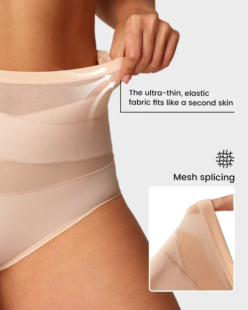 Cuecas de controlo abdominal com cintura alta e corte cruzado, tamanho grande