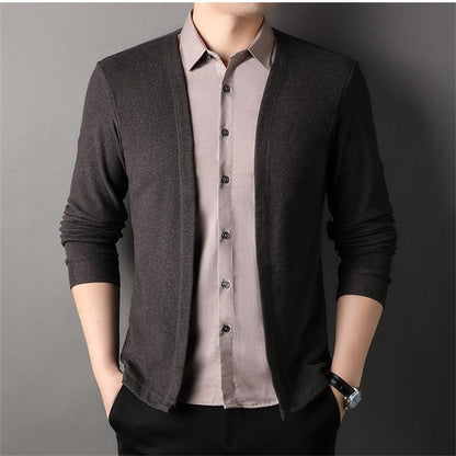 Chaqueta de punto de dos piezas con cuello camisero para hombre