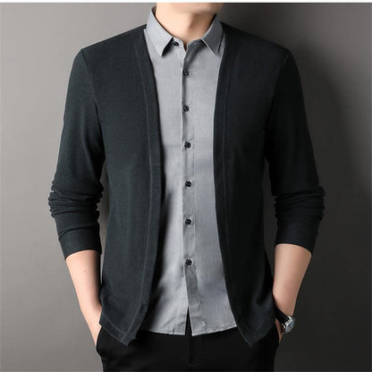 Chaqueta de punto de dos piezas con cuello camisero para hombre