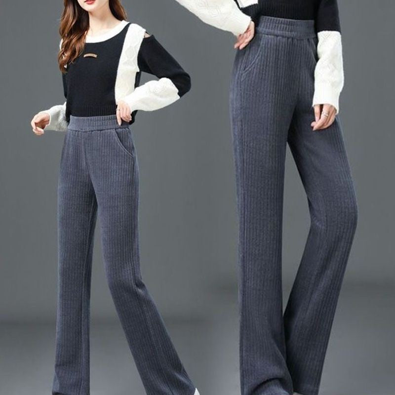 Pantalones versátiles y sencillos con cintura elástica y pantalones holgados para mujer.