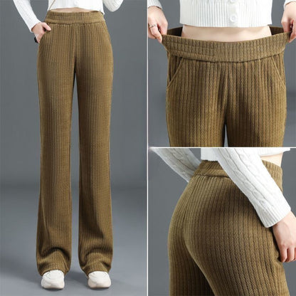 Pantalones versátiles y sencillos con cintura elástica y pantalones holgados para mujer.