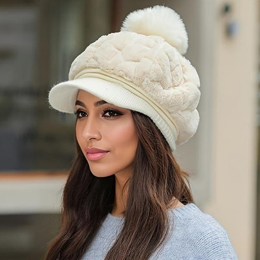 🎁Rebajas de Navidad - 49% OFF🎁👒-Gorro de invierno cálido para mujer con ala corta🥰