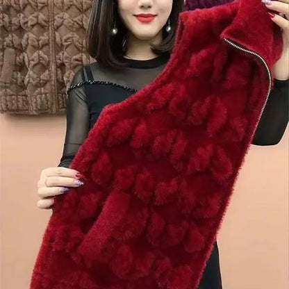 Regalo ideal - Chaleco de piel sintética de mujer de invierno para moda sin mangas cálido