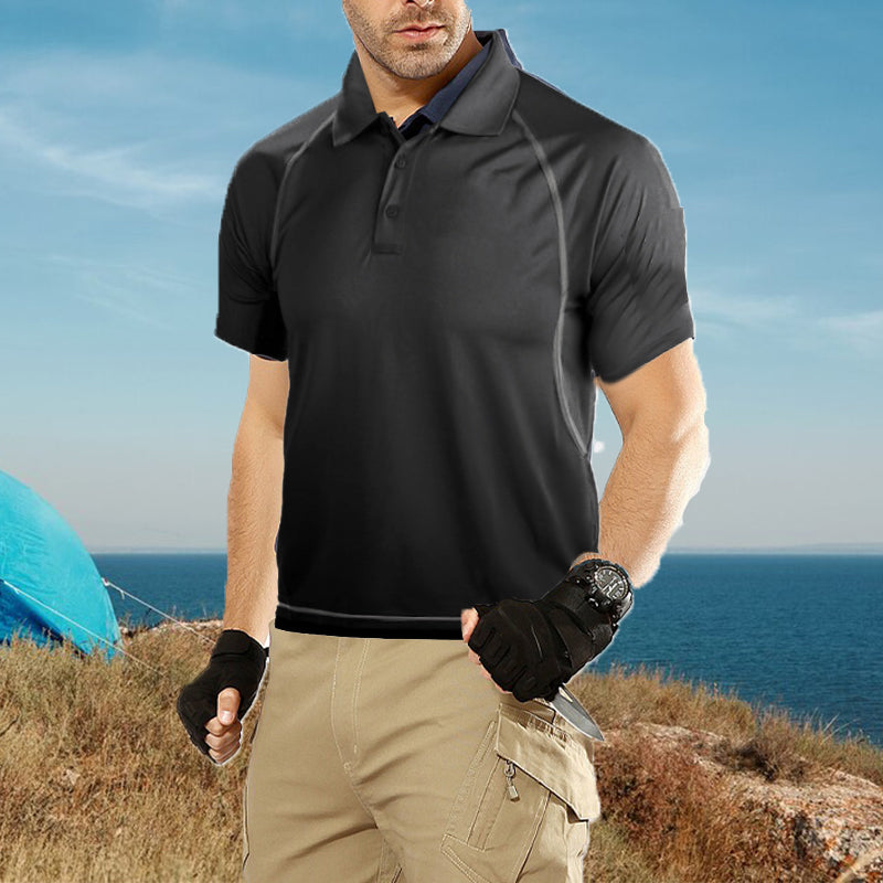 Camiseta Deportiva con Solapa Transpirable de Verano para Hombre