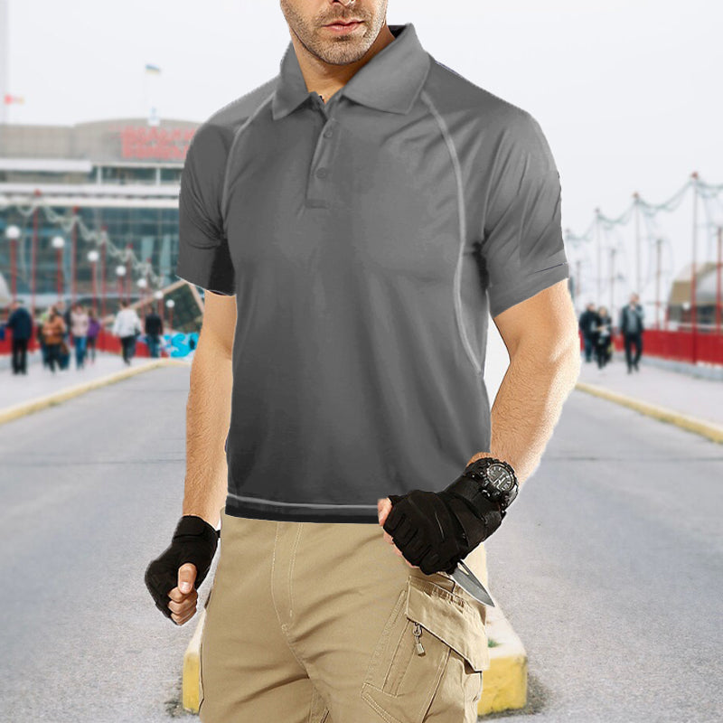 Camiseta Deportiva con Solapa Transpirable de Verano para Hombre