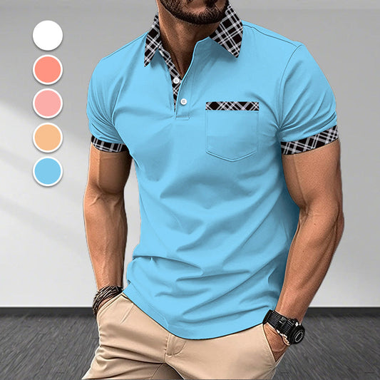 Camisa de Verano para Hombre con Solapas y Bloques de Color-po-lo