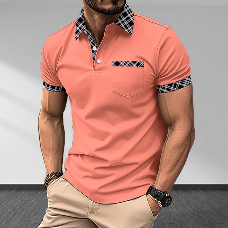 Camisa de Verano para Hombre con Solapas y Bloques de Color-po-lo