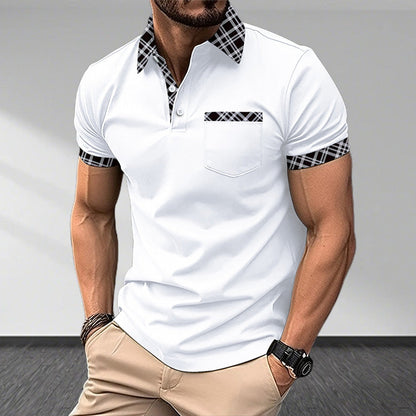 Camisa de Verano para Hombre con Solapas y Bloques de Color-po-lo