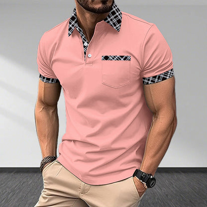 Camisa de Verano para Hombre con Solapas y Bloques de Color-po-lo