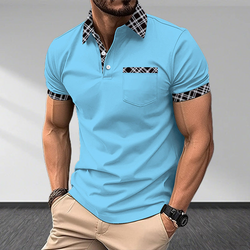 Camisa de Verano para Hombre con Solapas y Bloques de Color-po-lo