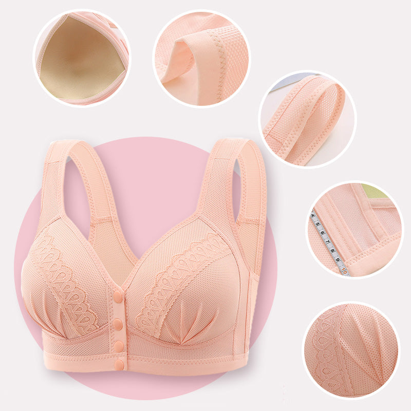 💘Sutiã de algodão com botões à frente CloudComfort™ – Respirável • Sem aros • Apoio durante todo o dia • Sem enchimento e suave para a pele 🌿