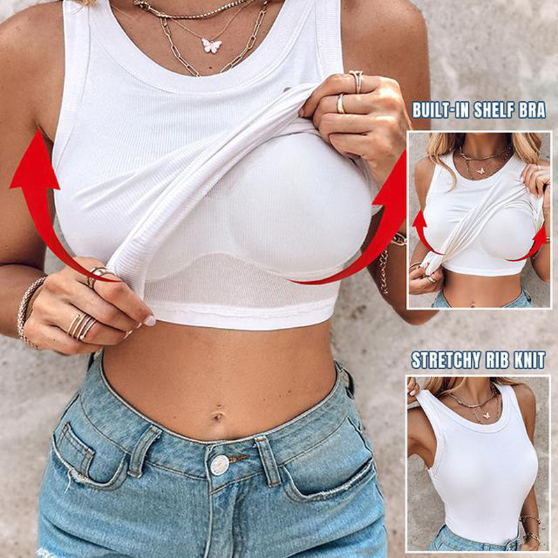 🔥 Promotion - 49% off✨ Women's ribbed knit tank top with shelf bra