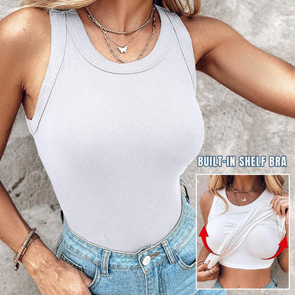 🔥 Promotion - 49% off✨ Women's ribbed knit tank top with shelf bra