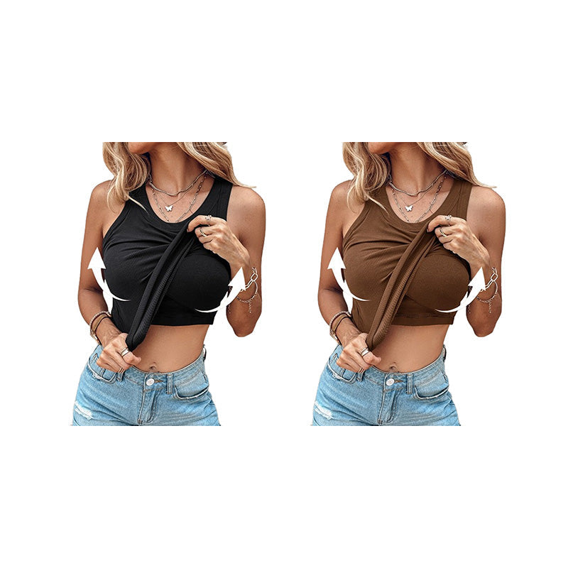 🔥 Promotion - 49% off✨ Women's ribbed knit tank top with shelf bra