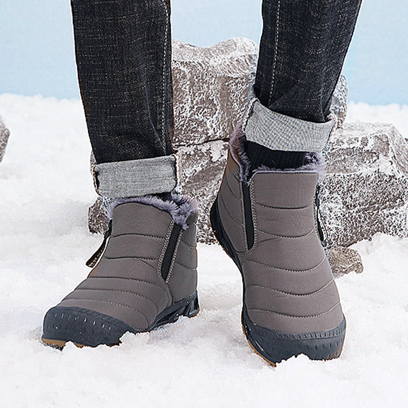 Botas de invierno cálidas con forro de piel sintética Botas de nieve impermeables para uso al aire libre